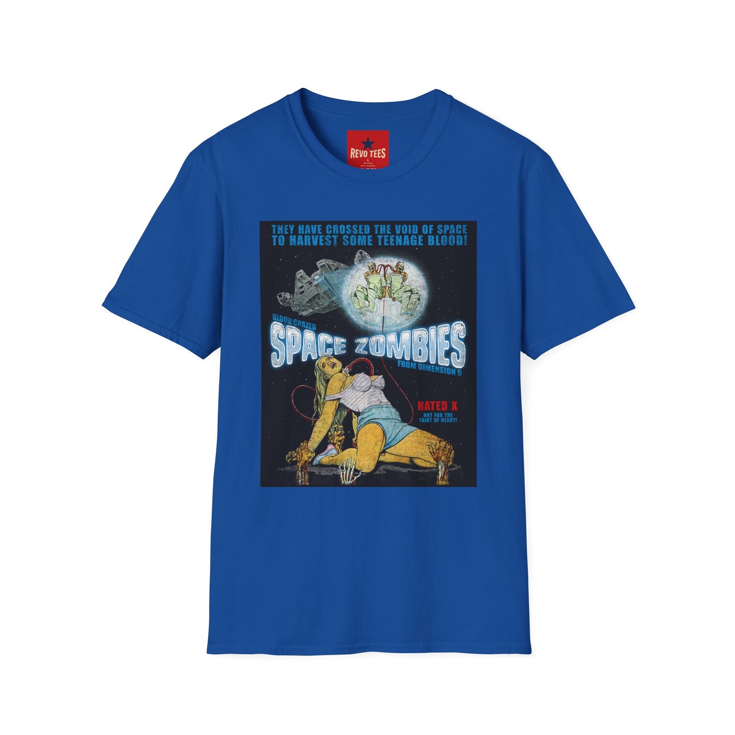 Space Zombies Retro Movie Poster T‑Shirt — Vintage Sci‑Fi Horror Tee (They Have Crossed the Void of Space to Harvest Some Teenage Blood)