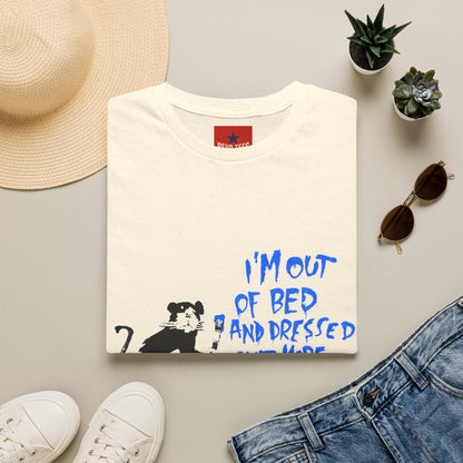 Banksy T-Shirt — 'I’m Out of Bed and Dressed, What More Do You Want?' Rat Graphic Tee