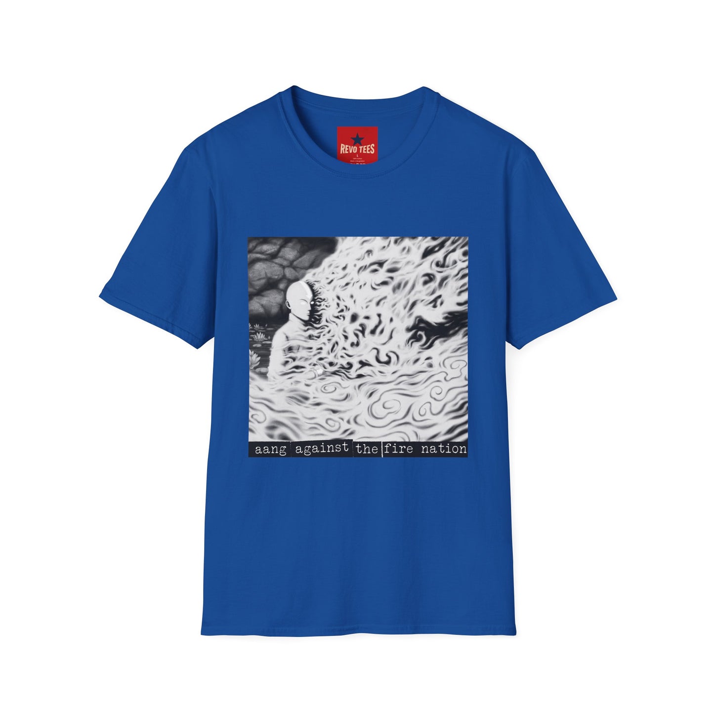 Surreal Flame Portrait T-Shirt — Black & White Abstract Face with Flames
