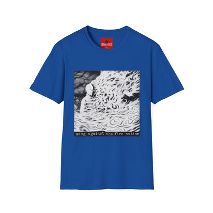 Surreal Flame Portrait T-Shirt — Black & White Abstract Face with Flames