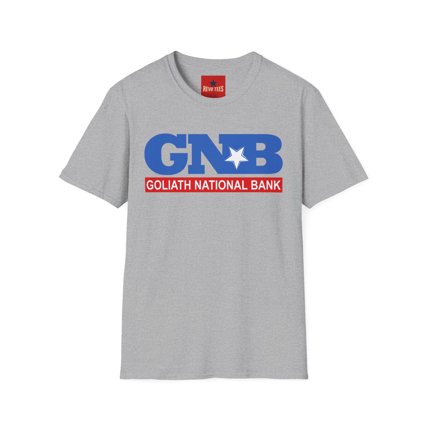 GNB "Goliath National Bank" Logo T-Shirt — Retro Blue & Red Vintage Bank Tee