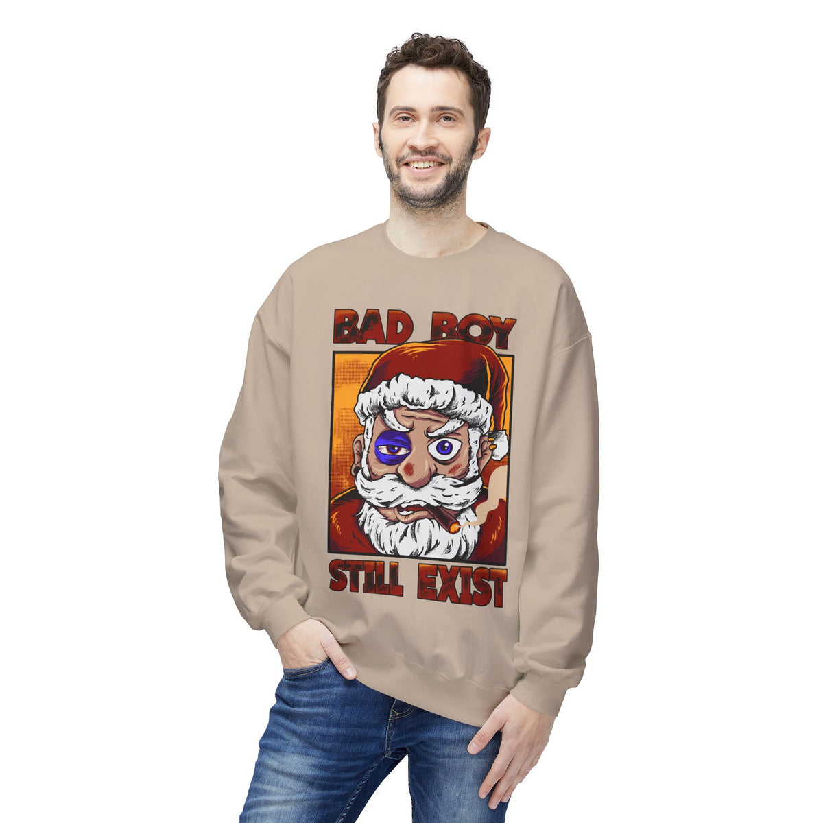 Bad Boy Santa — 'Bad Boy Still Exist' Christmas Crewneck Sweatshirt