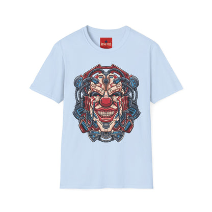 Mechanical Clown T-Shirt — Cyberpunk Robotic Mask Graphic Tee