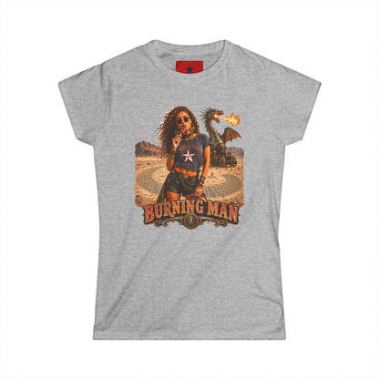 Burning Man Women's Softstyle Tee — Minimal White Festival Tee