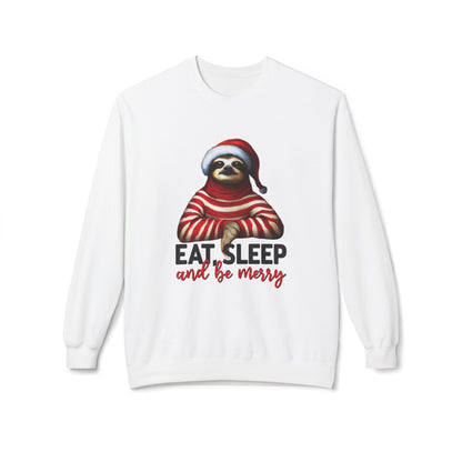 Christmas Sloth Sweatshirt – "Eat Sleep and Be Merry" Cozy Holiday Crewneck