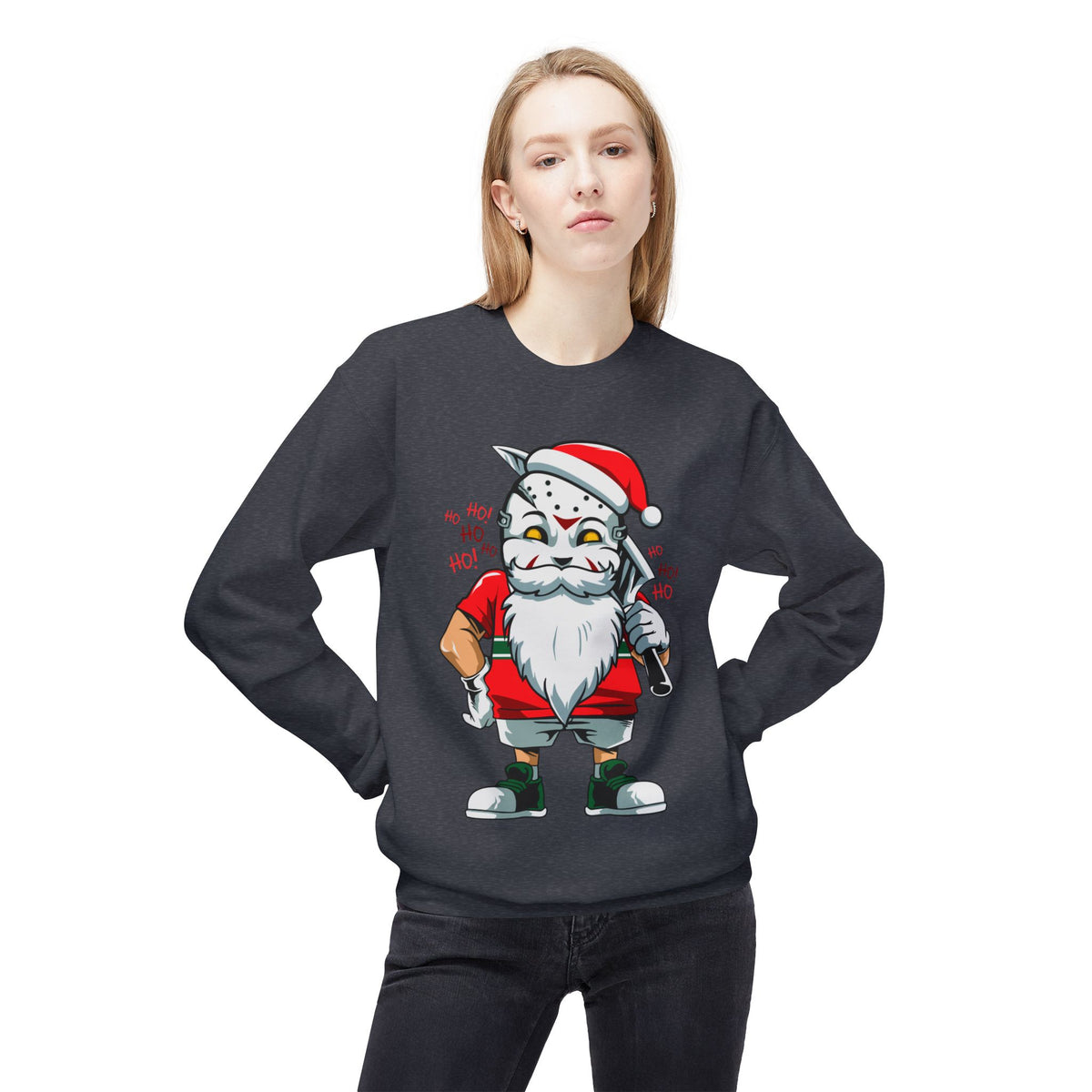 Santa Skull — Edgy Christmas Graphic Crewneck Sweatshirt