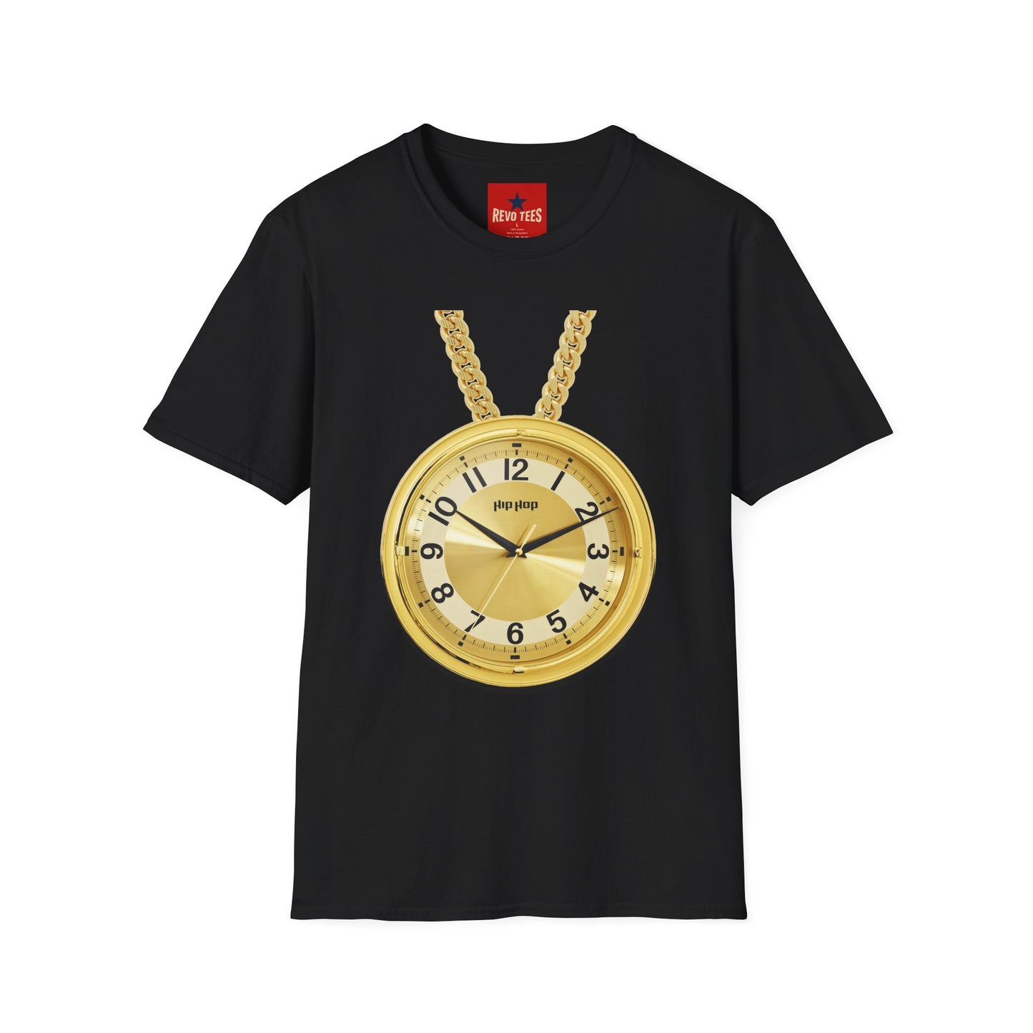 Gold Pocket Watch Necklace T-Shirt — Vintage Clock Graphic Tee