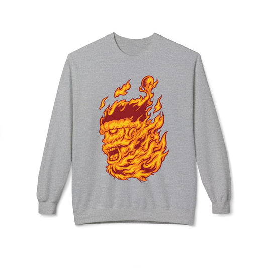 Flaming Santa Skull Redneck - I mean Crewneck Sweatshirt