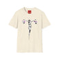 Banksy Crucifixion Balance Tee — Stenciled Jesus Holding Gift Bags Graphic T-Shirt