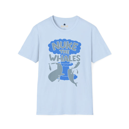 Revotees Nuke the Whales Satirical Graphic Funny Retro Ocean Design T-Shirt - alternate view 2