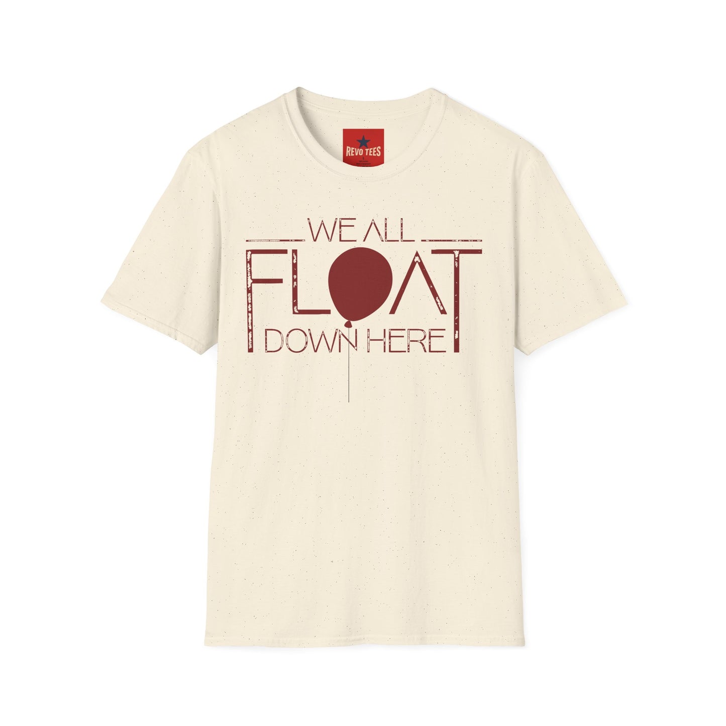 We All Float Down Here T-Shirt — Horror Pennywise Balloon Graphic Tee