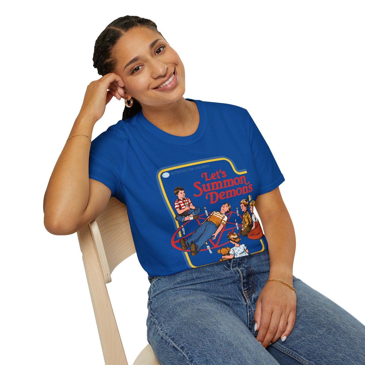 Let’s Summon Demons T‑Shirt — Retro Kids’ Activity Parody Tee