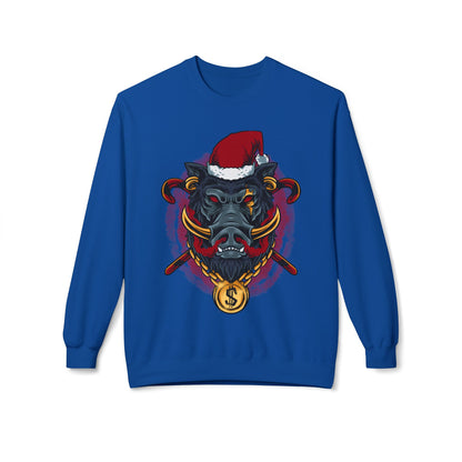 Boar Head Santa — Ugly Holiday Crewneck Sweater