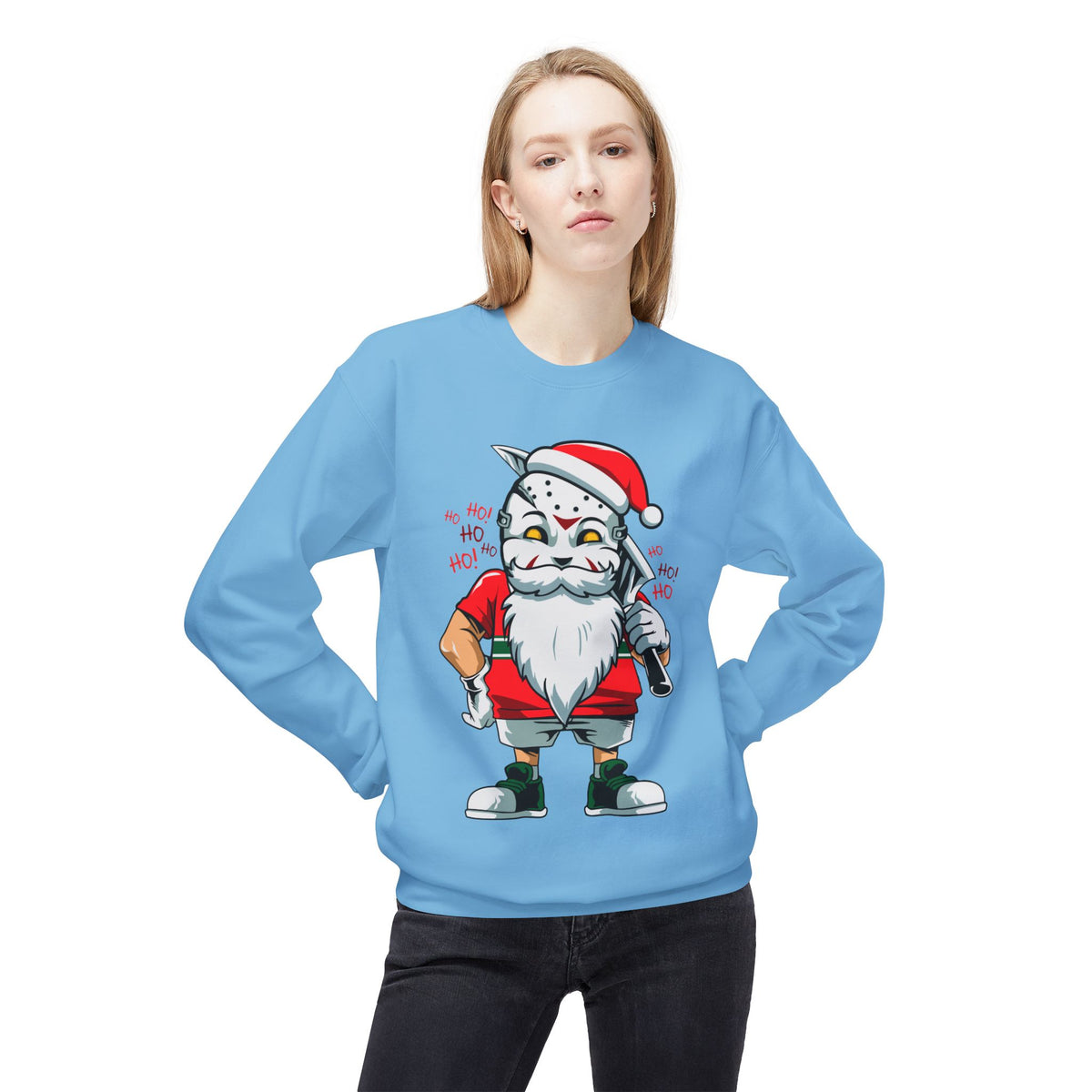 Santa Skull — Edgy Christmas Graphic Crewneck Sweatshirt