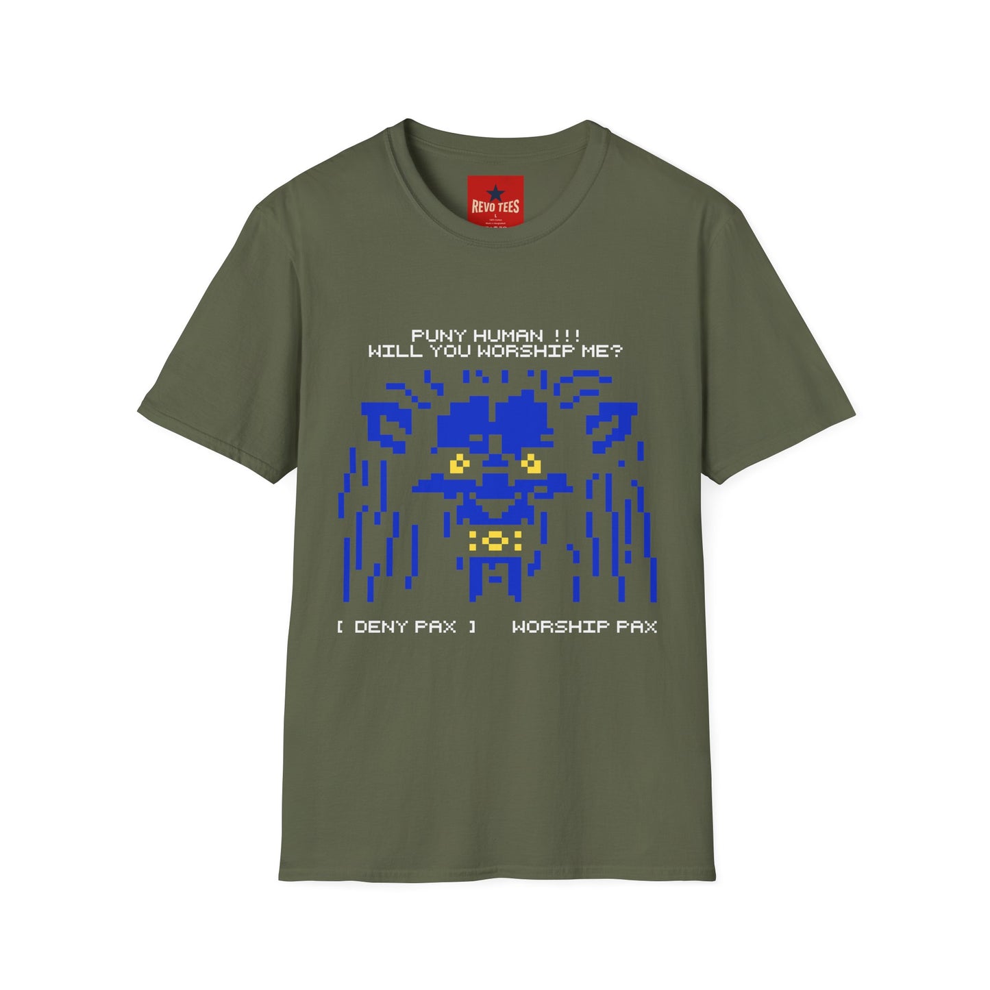 Pixel Cthulhu T-Shirt — "Puny Human!!! Will You Worship Me?" Retro Horror Tee