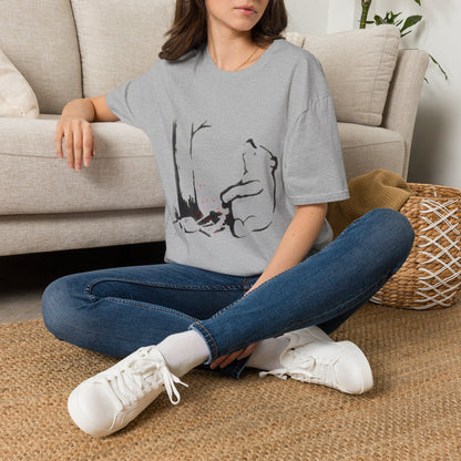 Bear & Tree Minimalist Graphic T-Shirt