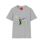 T-Shirt — Banksy Style Soldier with Childlike Doodle Flowers