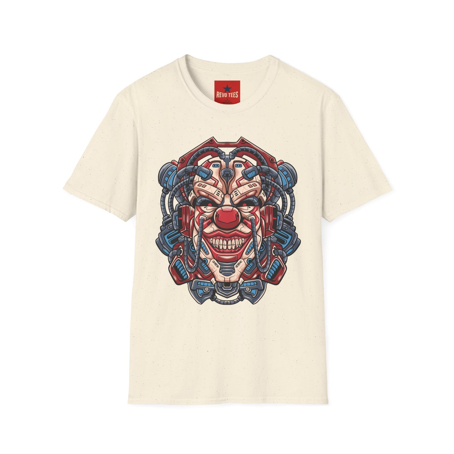 Mechanical Clown T-Shirt — Cyberpunk Robotic Mask Graphic Tee