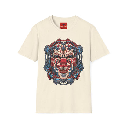 Mechanical Clown T-Shirt — Cyberpunk Robotic Mask Graphic Tee