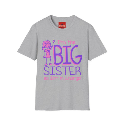 Big Sister T-Shirt — "I'm the Big Sister" Cute Pink & Purple Kids/Family Tee