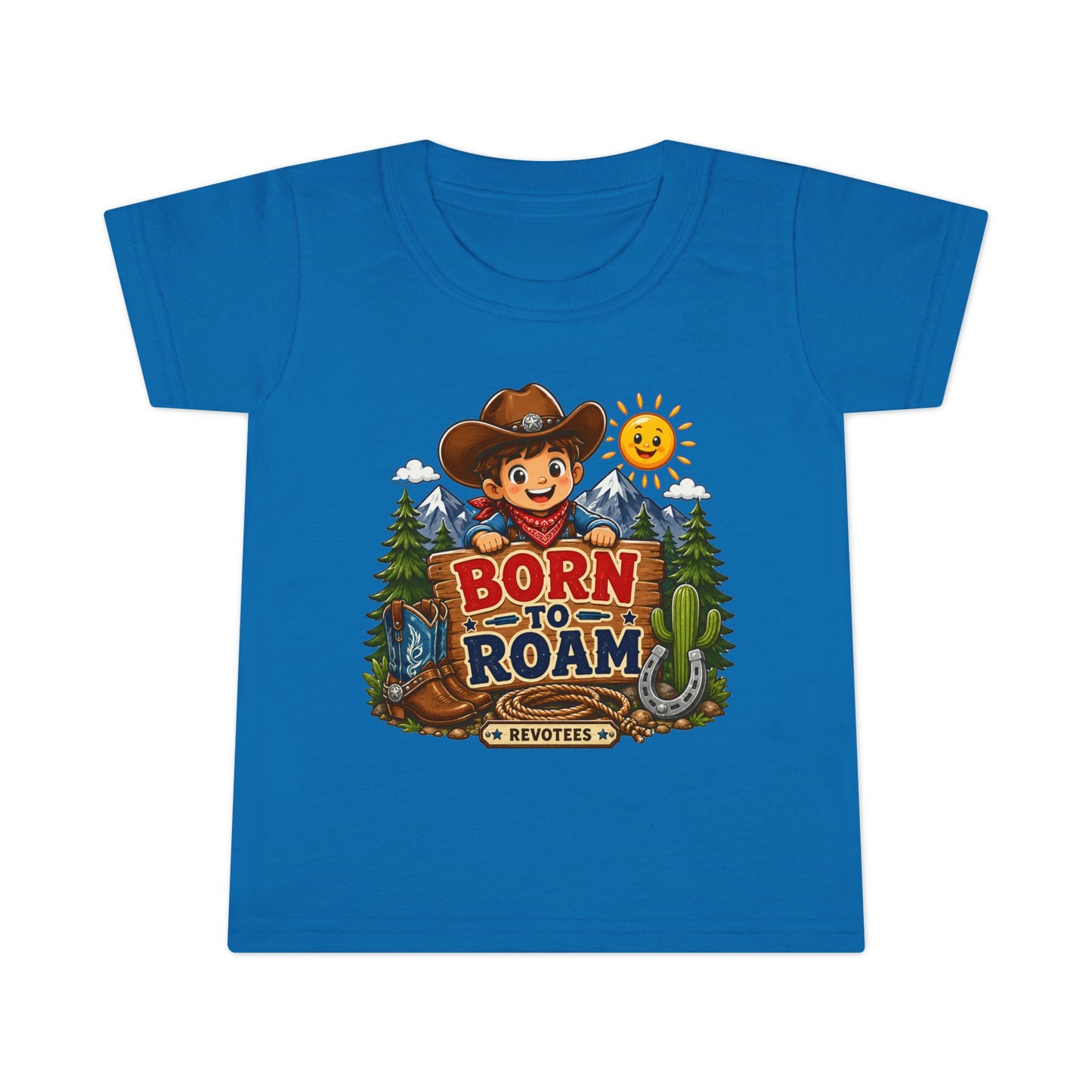 Toddler T‑Shirt — "Born to Roam" Cute Cowboy Adventure Tee