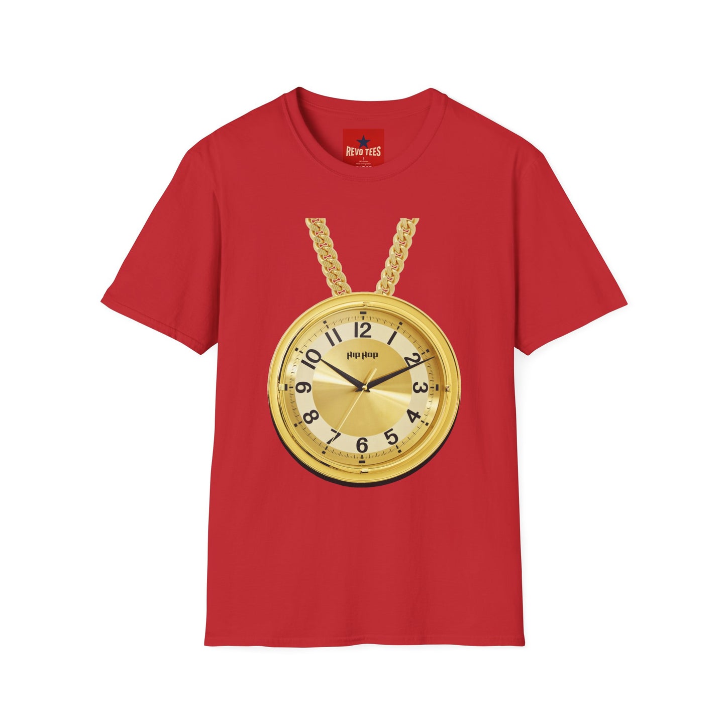 Gold Pocket Watch Necklace T-Shirt — Vintage Clock Graphic Tee