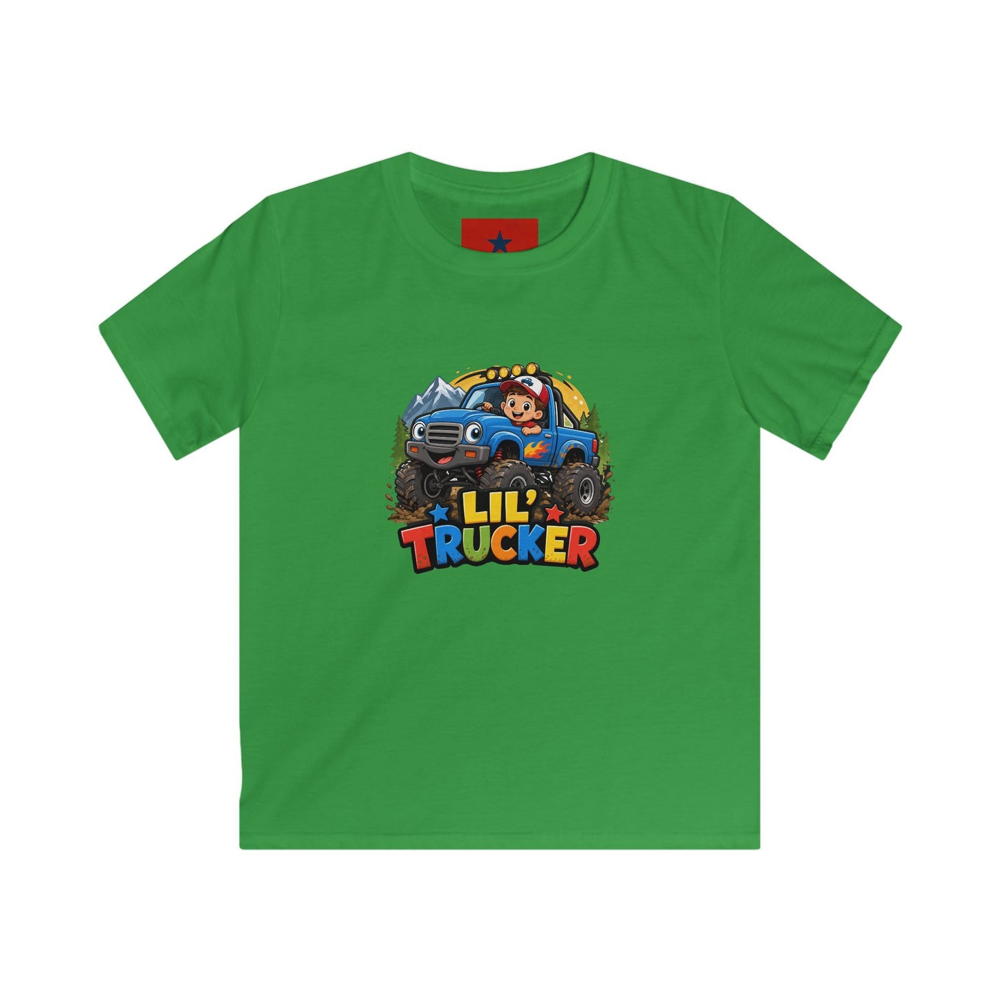 Kids Tee — "Lil' Trucker" Monster Truck Kids T-Shirt | Cute Off-Road Cartoon Top