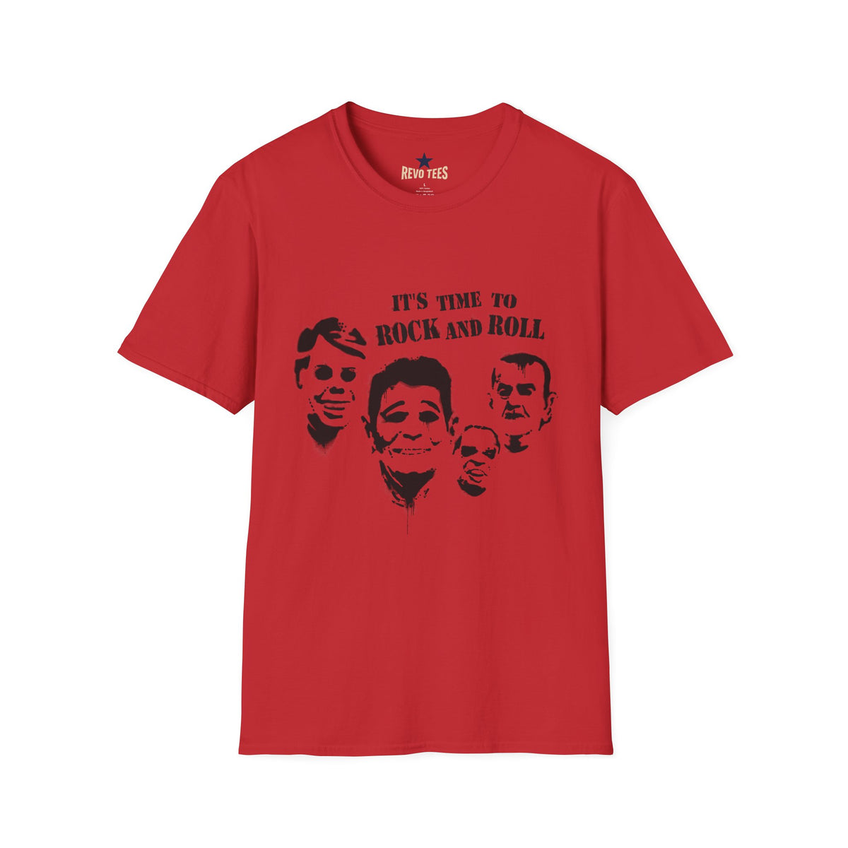 Revotees Rock and Roll Faces Its Time to Rock and Roll Retro Band T-Shirt - alternate view 7