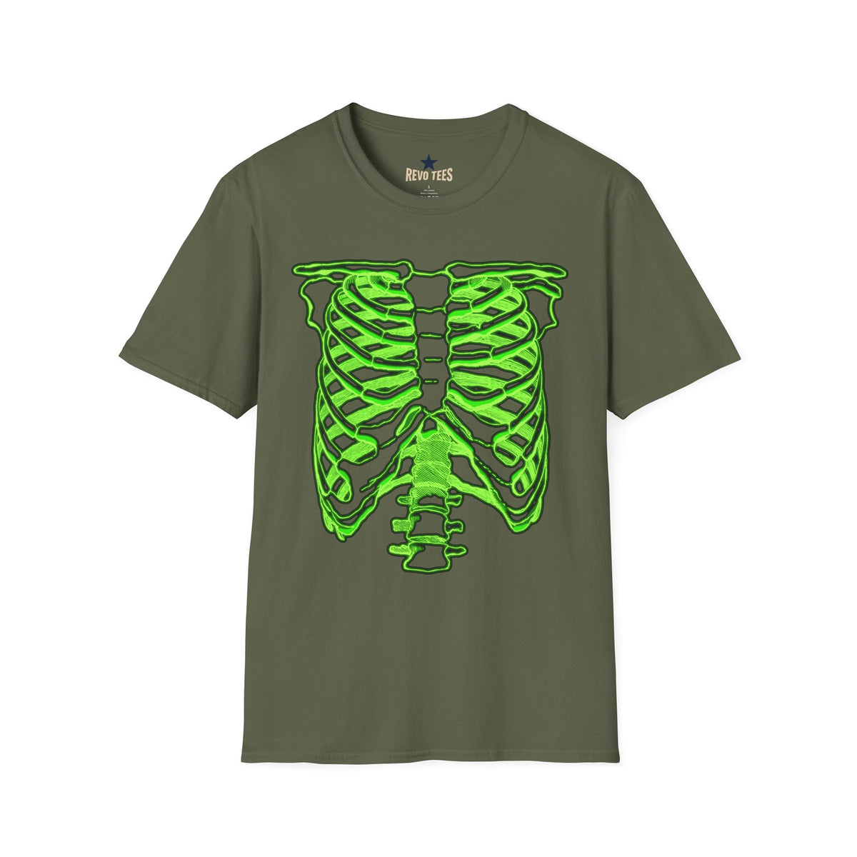 Revotees Neon Green Rib Cage Graphic T-Shirt - alternate view 6