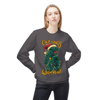 Christmas Godzilla - "Cold Hands Warm Heart" Holiday Crewneck Sweatshirt