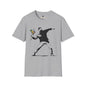Revotees Banksy Style Flower Bomber Street Art Protest Graphic T-Shirt - alternate view 2
