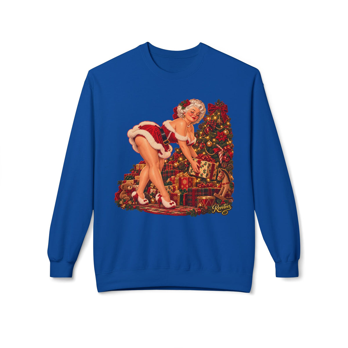 REVOTEES Bend over and give a present - Vintage Pin-Up Christmas Sweatshirt