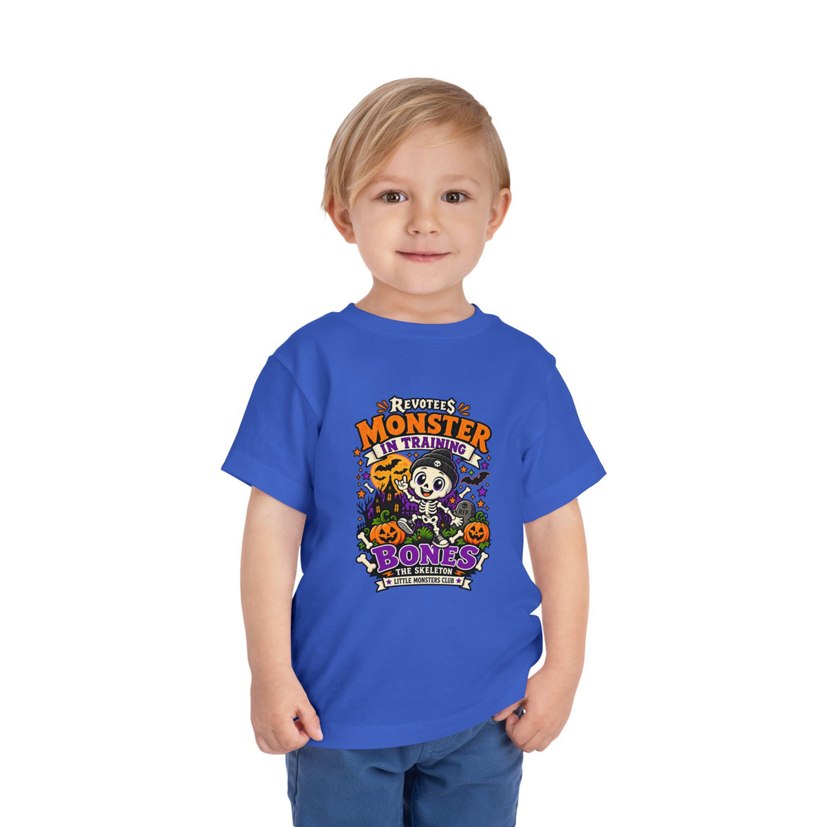 REVOTEES Toddler Tee — "Monster in Training" Cute Skeleton Halloween Shirt