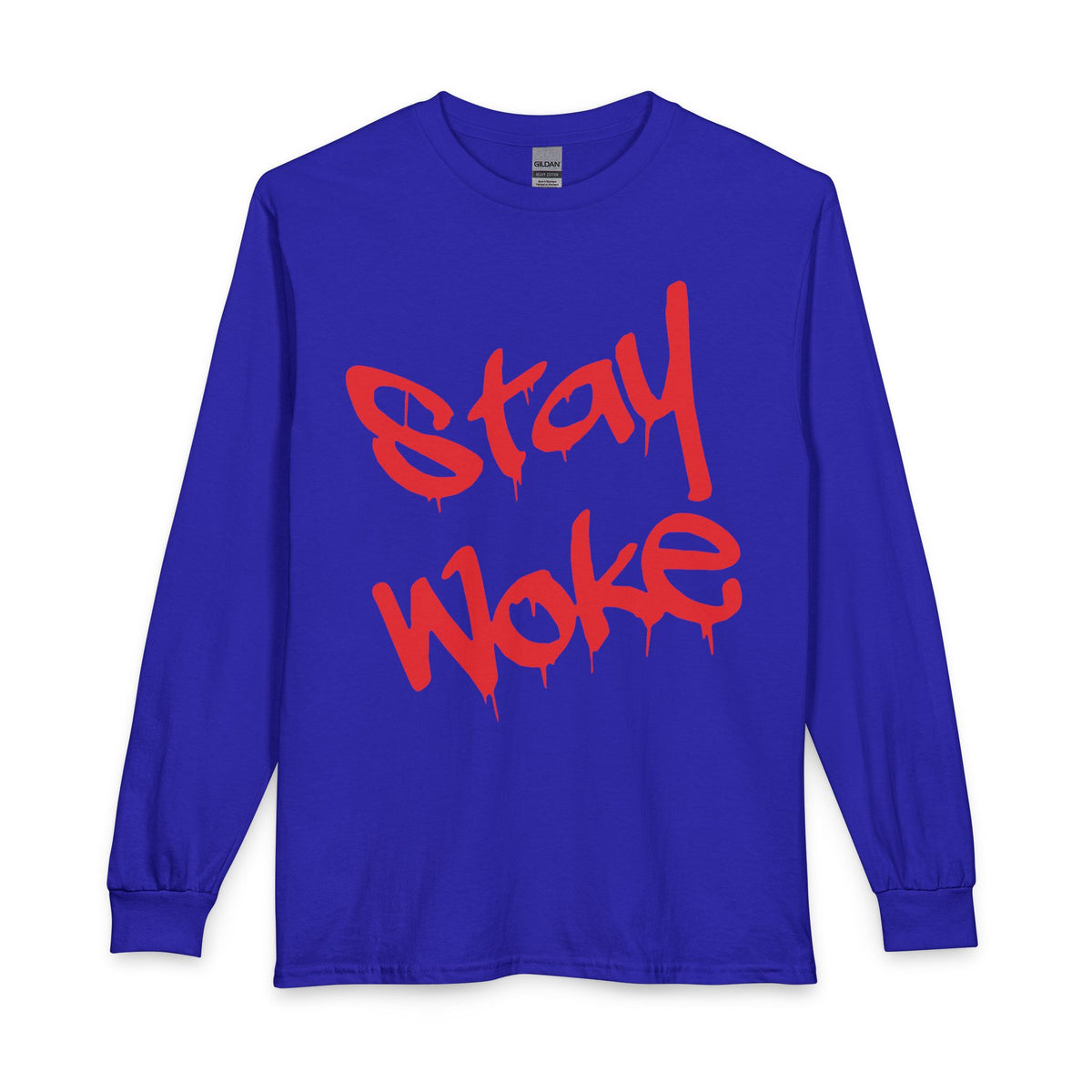 Stay Woke Long Sleeve Tee – Red Blood Graffiti Script Shirt