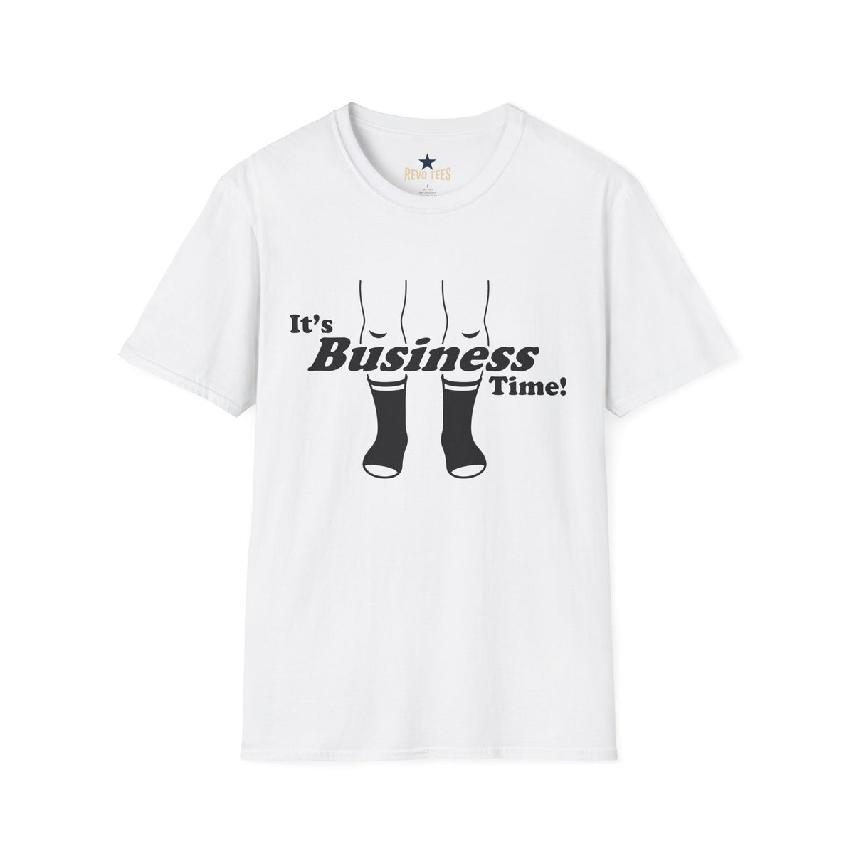Revotees Its Business Time Funny Retro Socks Graphic for Work From Home Casual Wear T-Shirt - alternate view 2