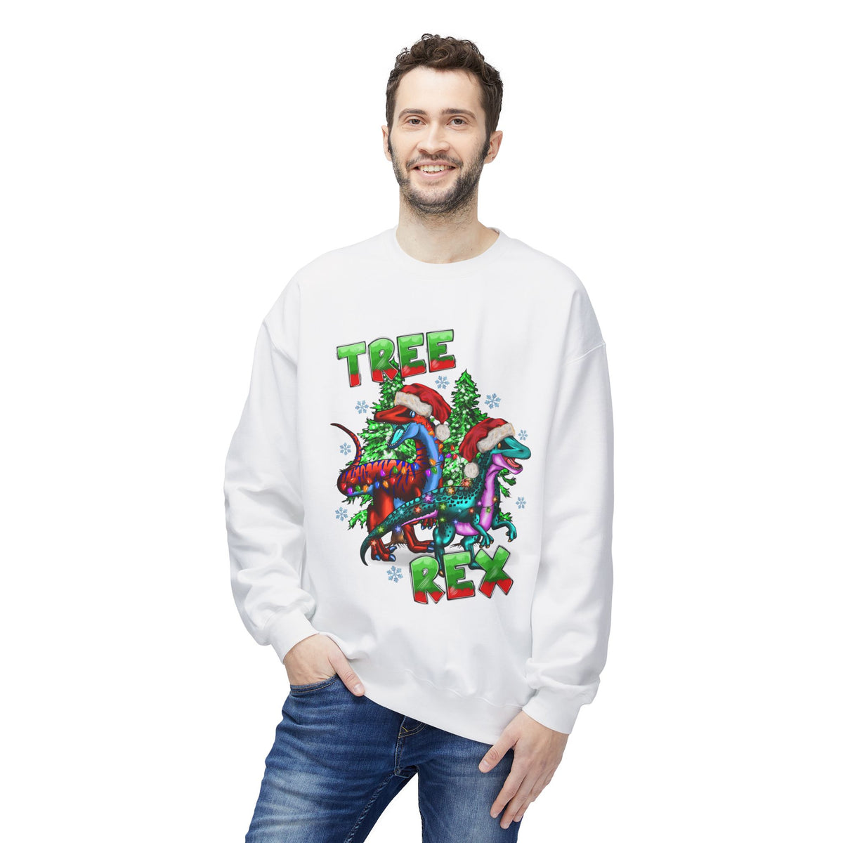 Tree Rex Christmas — Festive Dinosaur Holiday CrewneckSweatshirt