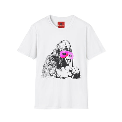 Banksy Gorilla with Pink Sleep Mask T-Shirt