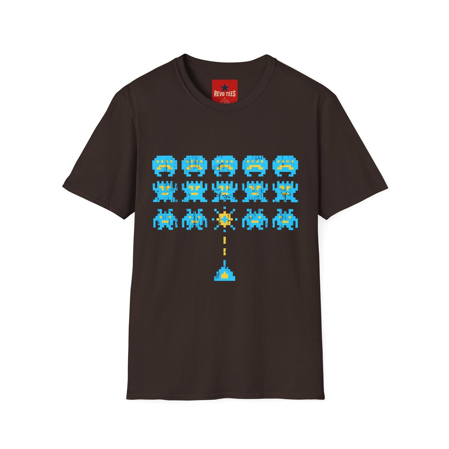 Retro Pixel Space Invaders T-Shirt — Vintage Arcade Gaming Tee