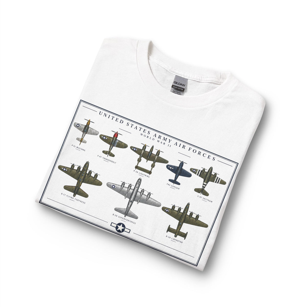 USAF WWII Selection of Military Aircraft Fleet - Long Sleeve Tee