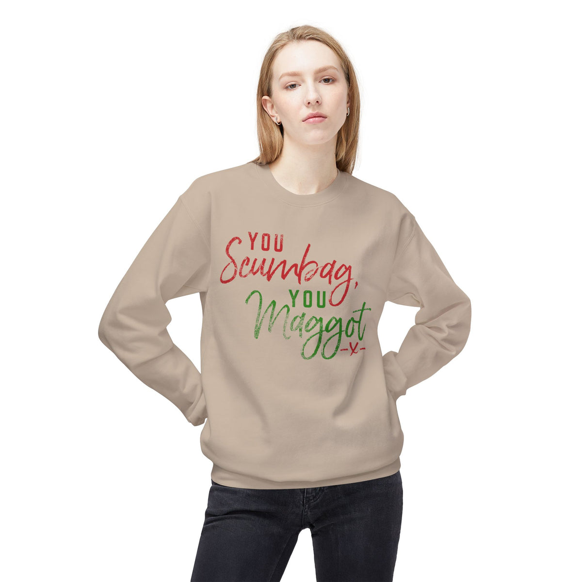 "You Scumbag, You Maggot" Festive Fairy Tale of New York Script Crewneck Sweatshirt