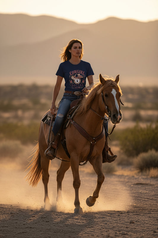 Cowgirl Social Club Women's Tee — Western Cowgirl Hat Graphic Shirt