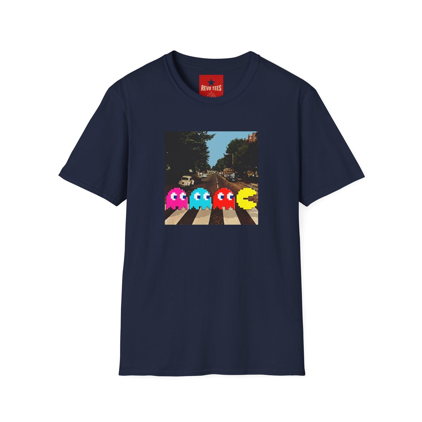 Pac‑City Arcade T‑Shirt — Retro Pixel Ghosts Crossing Graphic Tee