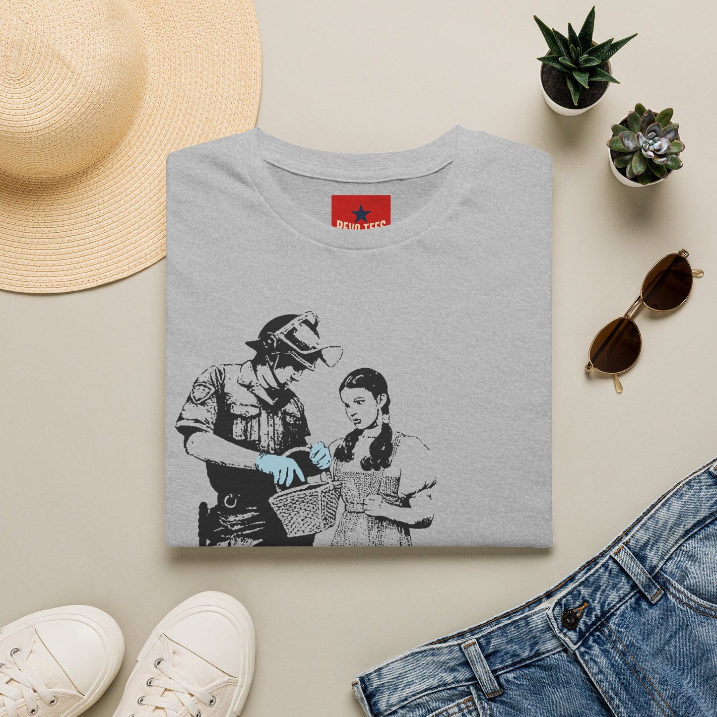 Banksy T-Shirt — Police Officer and Girl Stencil Art Tee (Banksy-Style)