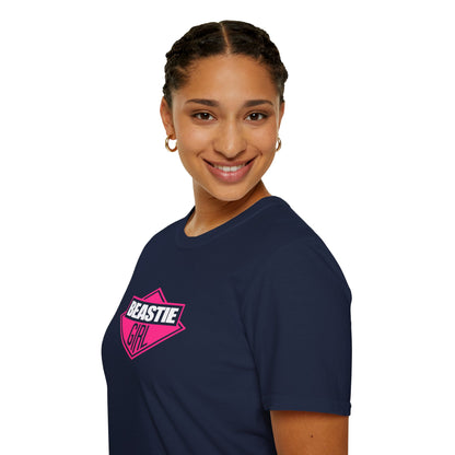 Beastie Girl T-Shirt — Retro Pink Logo Tee for Women
