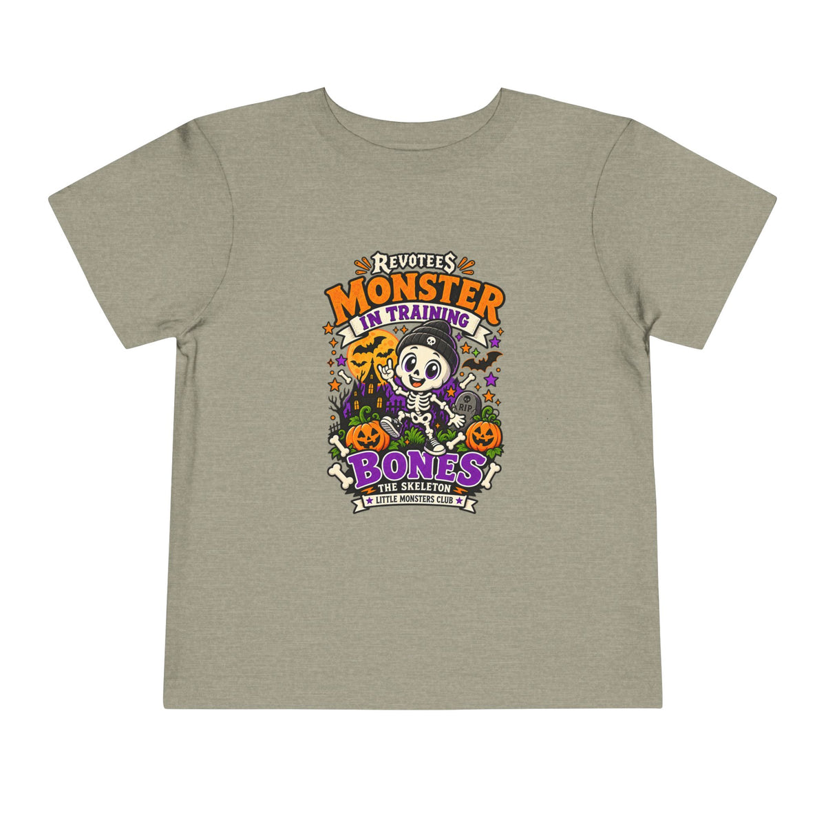 REVOTEES Toddler Tee — "Monster in Training" Cute Skeleton Halloween Shirt