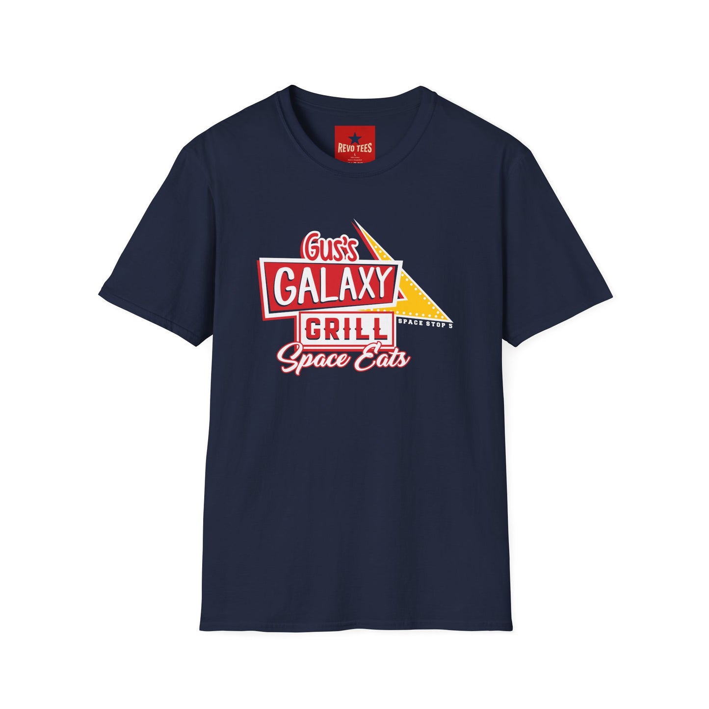 Galaxy Grill T‑Shirt – "Gus's Galaxy Grill: Space Eats" Retro Diner Tee
