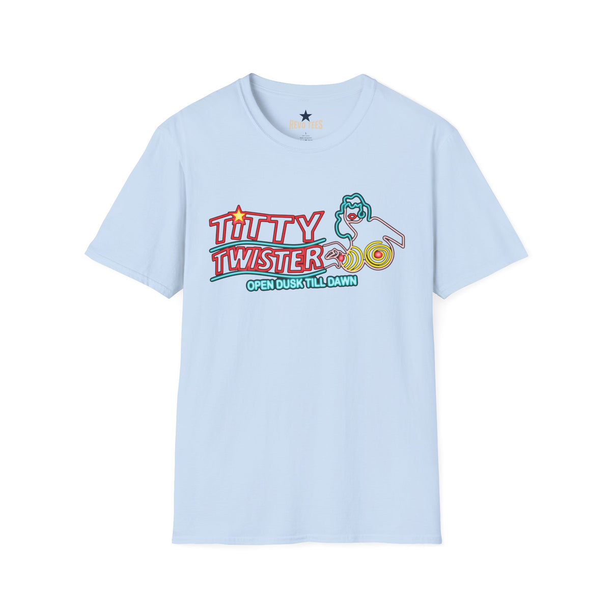 Revotees Titty Twister Neon Logo Open Dusk Till Dawn T-Shirt