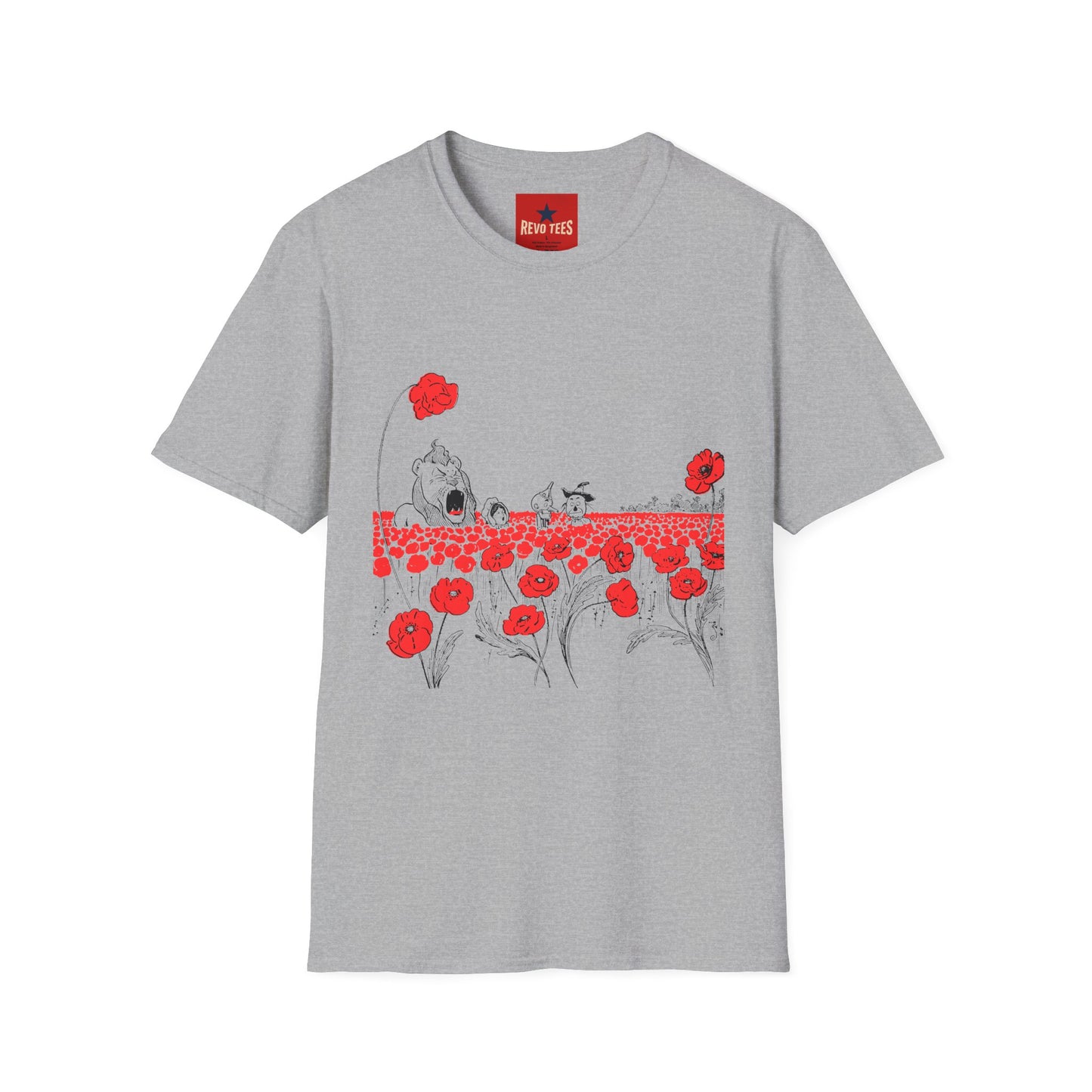 Poppy Field Shirt — Whimsical Floral Illustration Tee with Red Poppies