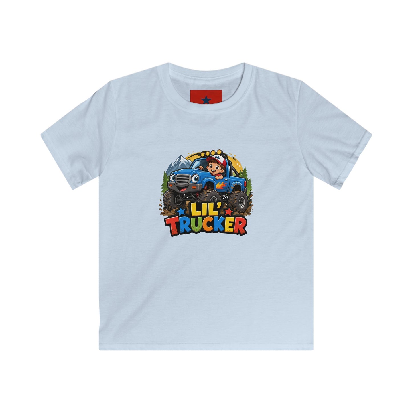 Kids Tee — "Lil' Trucker" Monster Truck Kids T-Shirt | Cute Off-Road Cartoon Top