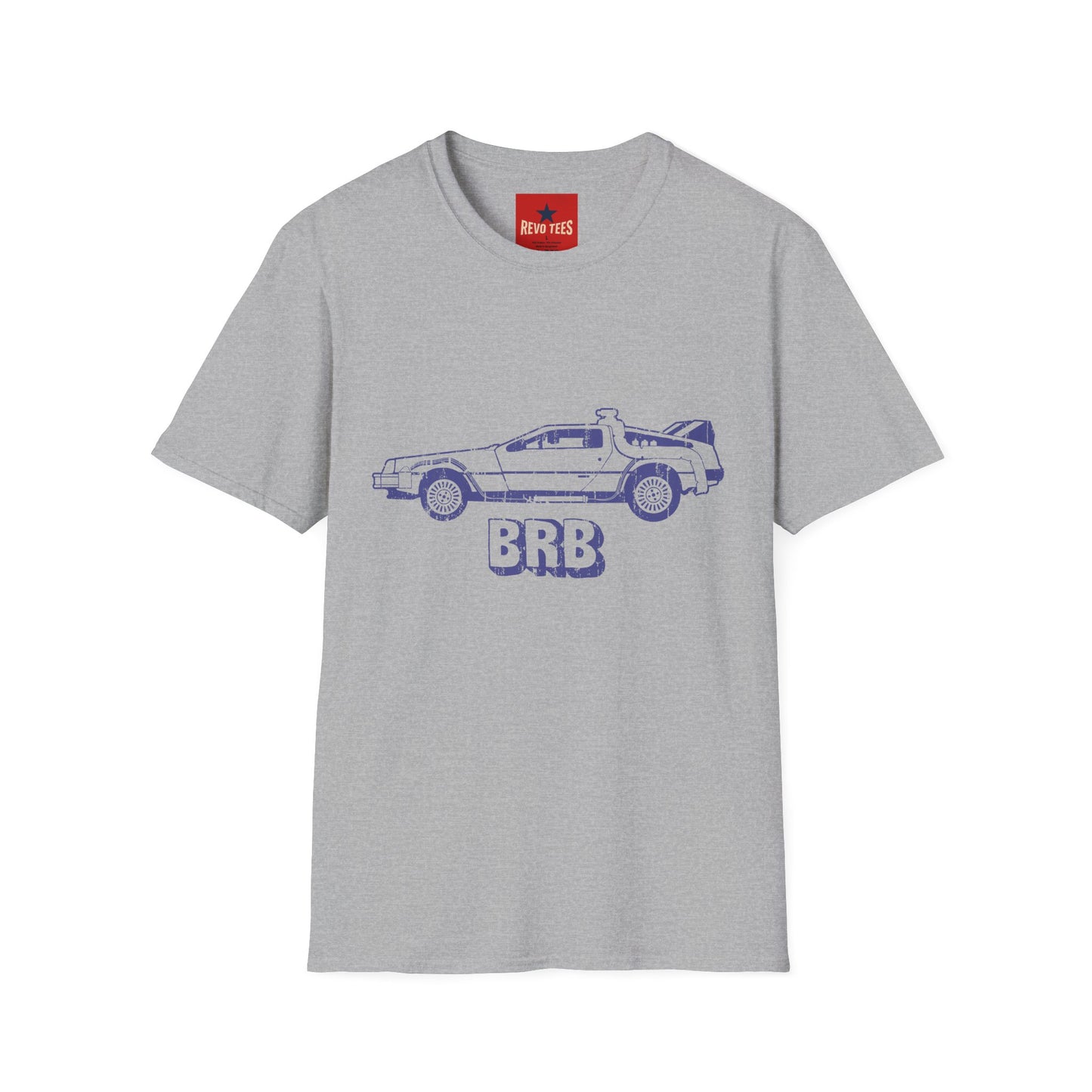 BRB DeLorean T-Shirt — Vintage Time Machine Tee for Retro & Sci‑Fi Fans